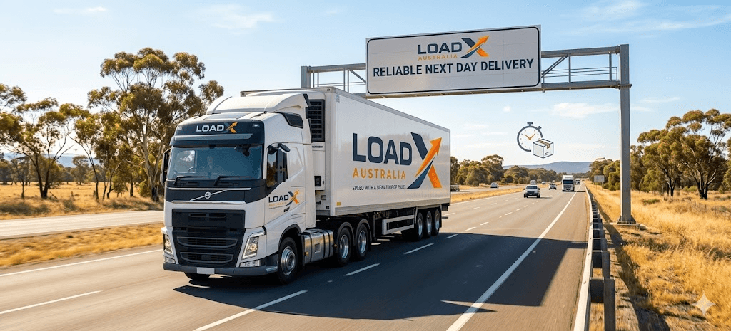 LoadX next day delivery truck on highway